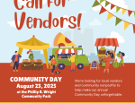 Vendor tents with food truck in a cartoon style