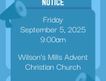 Blue announcement flyer with bullhorns