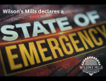 Large lettering showing state of emergency