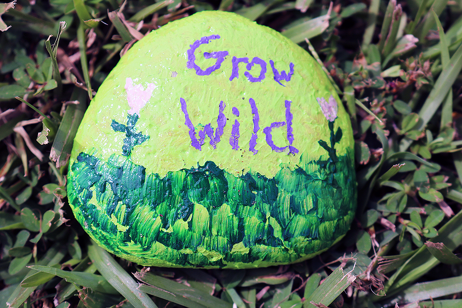 Painted rock with words of encouragement