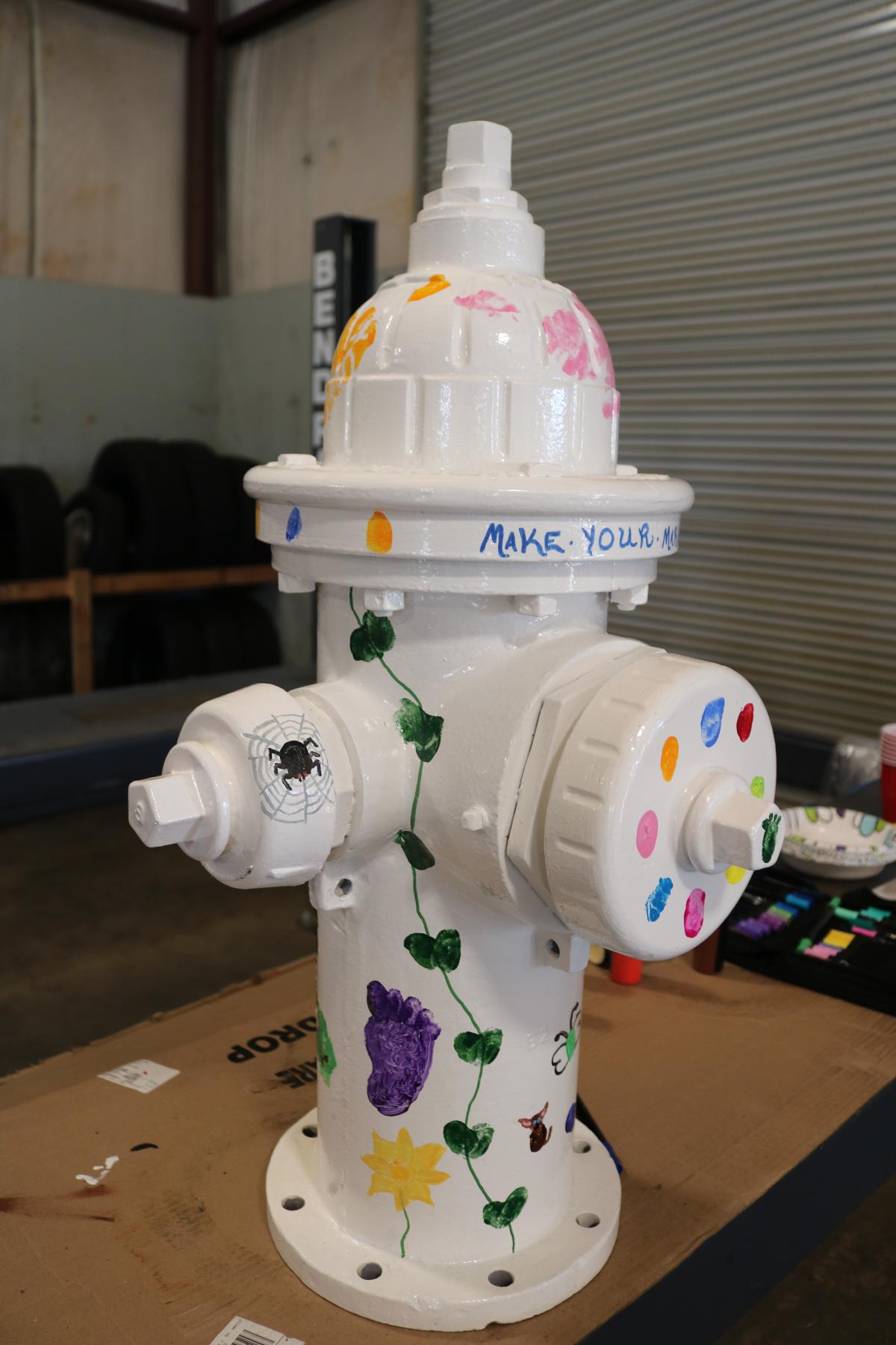 Painted fire hydrant from left side