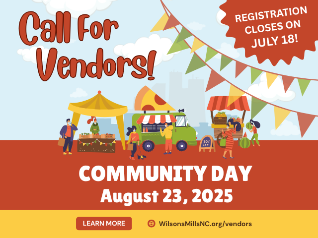 Vendor tents with food truck in a cartoon style