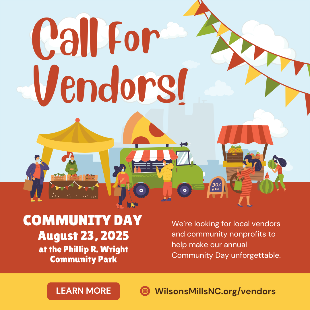 Vendor tents with food truck in a cartoon style