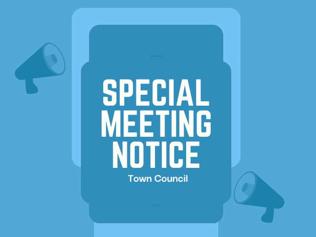 Blue announcement flyer with bullhorns