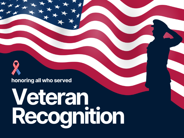 American flag with veteran silhouette 